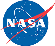 The logo for NASA