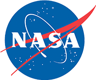 The logo for NASA