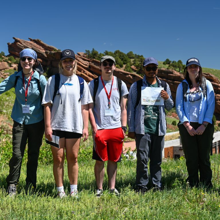 Five of the 2021 RESESS interns at Red Rocks Park in Morrison, CO.
